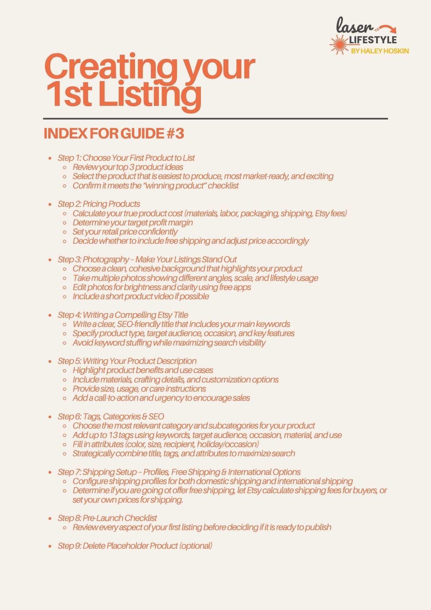Guide #3: Creating Your First Listing