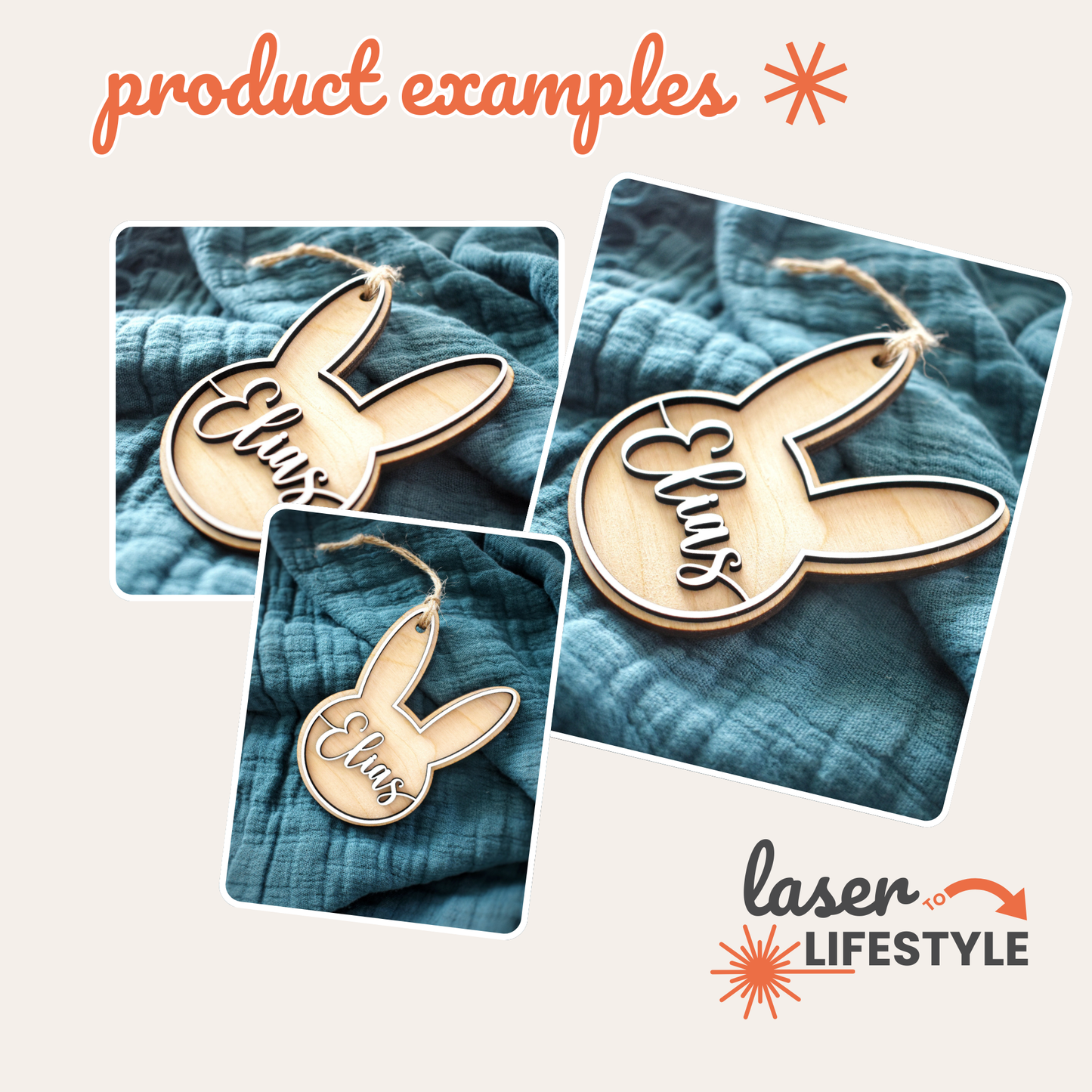 Personalizable Bunny Easter Basket Tag | Digital Laser File