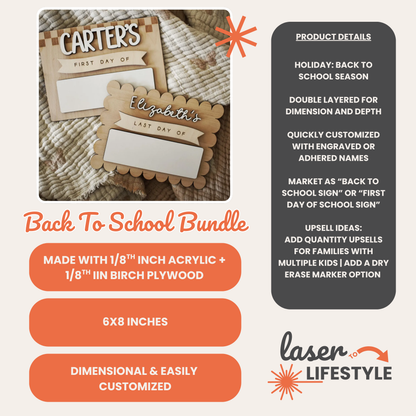 Back To School Sign Bundle | Digital Laser File