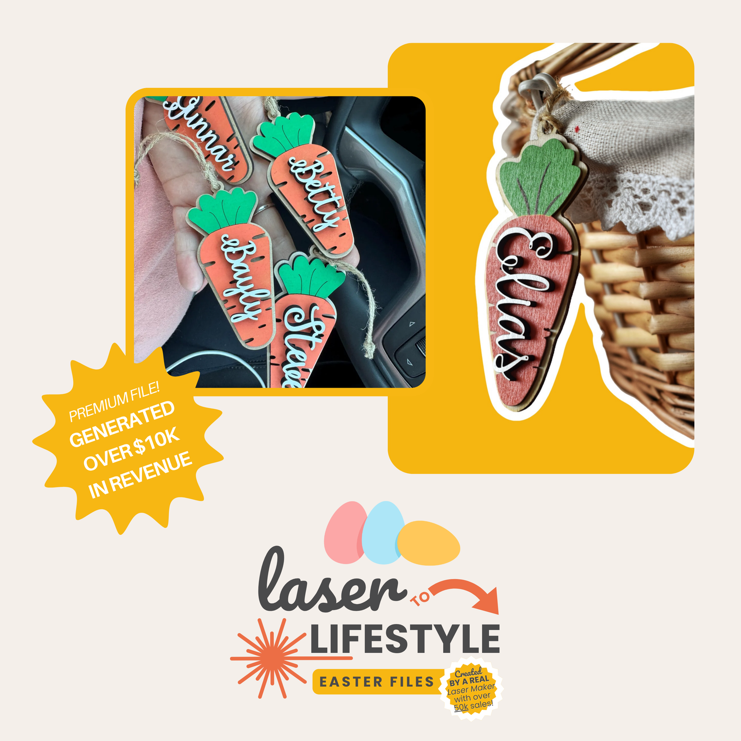 Personalized Carrot Easter Basket Tag | Digital Laser File