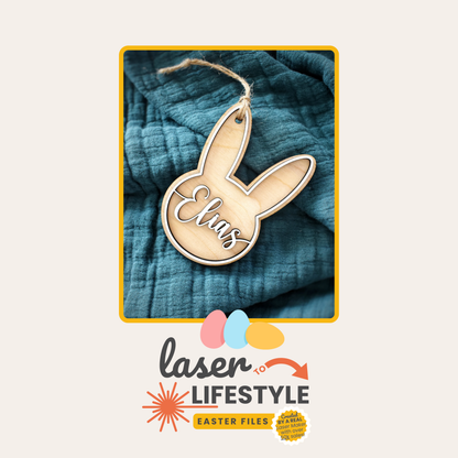 Personalizable Bunny Easter Basket Tag | Digital Laser File