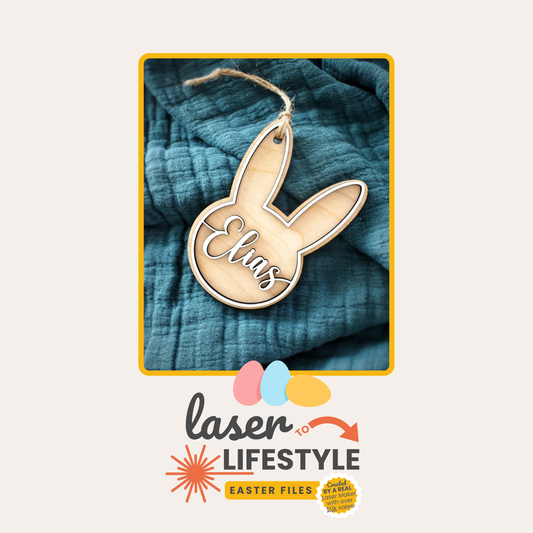 Personalizable Bunny Easter Basket Tag | Digital Laser File
