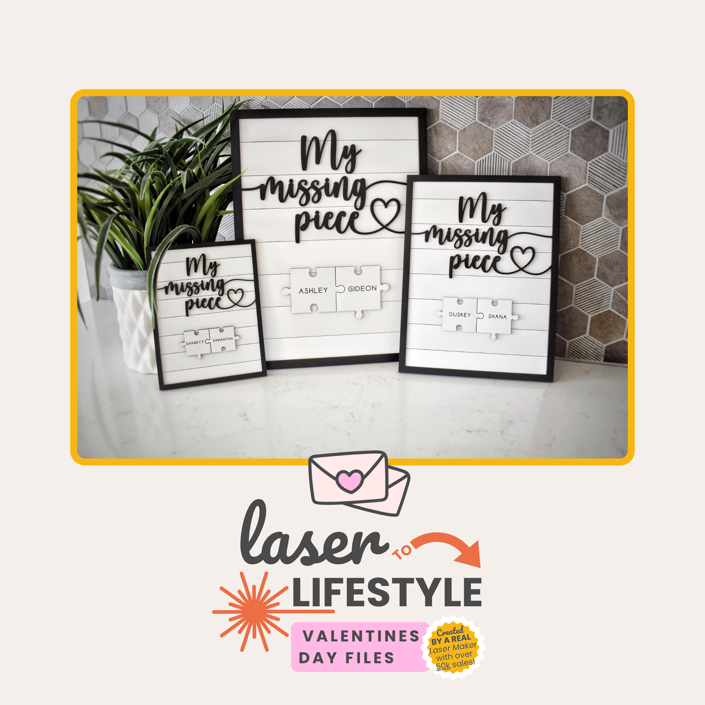 Customizable My Missing Piece Sign Valentines Day | Digital Laser File