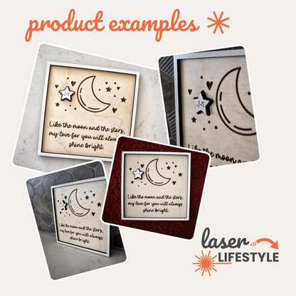 Moon & Stars Customizable Couples Sign | Digital Laser File
