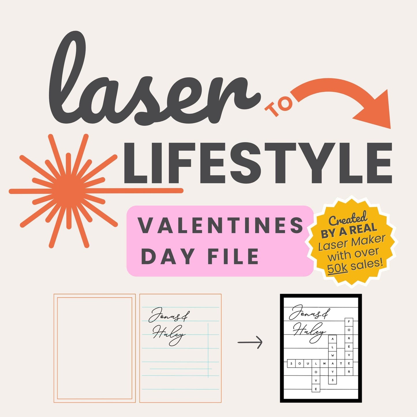 Customizable Crossword Couples Valentines Day Sign | Digital Laser File