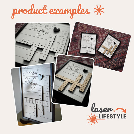 Customizable Crossword Couples Valentines Day Sign | Digital Laser File