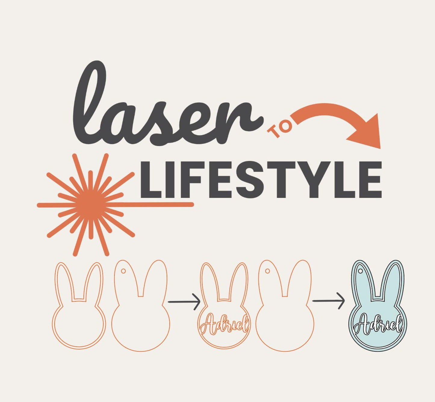 Personalizable Bunny Easter Basket Tag | Digital Laser File