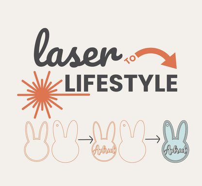 Personalizable Bunny Easter Basket Tag | Digital Laser File