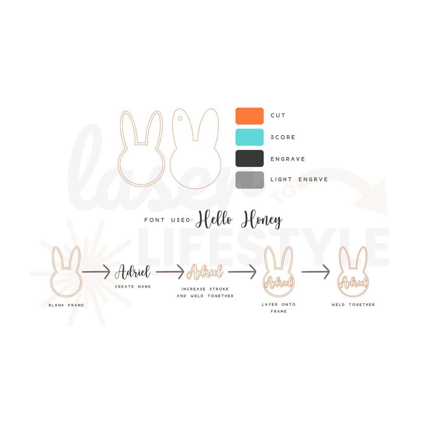 Personalizable Bunny Easter Basket Tag | Digital Laser File