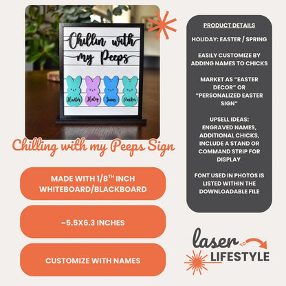 Chillin With My Peeps Easter Decor Sign | Digital Laser File