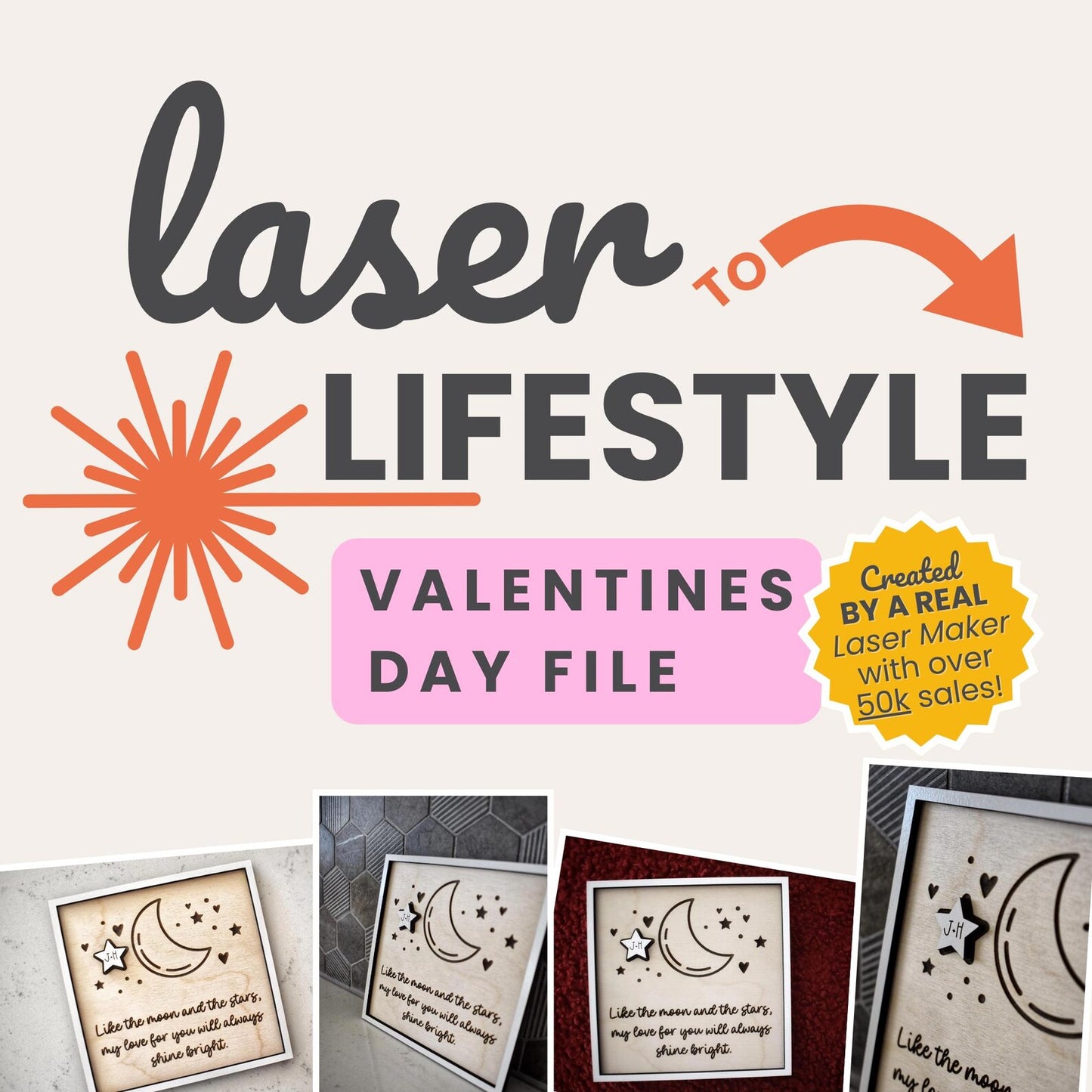 Moon & Stars Customizable Couples Sign | Digital Laser File