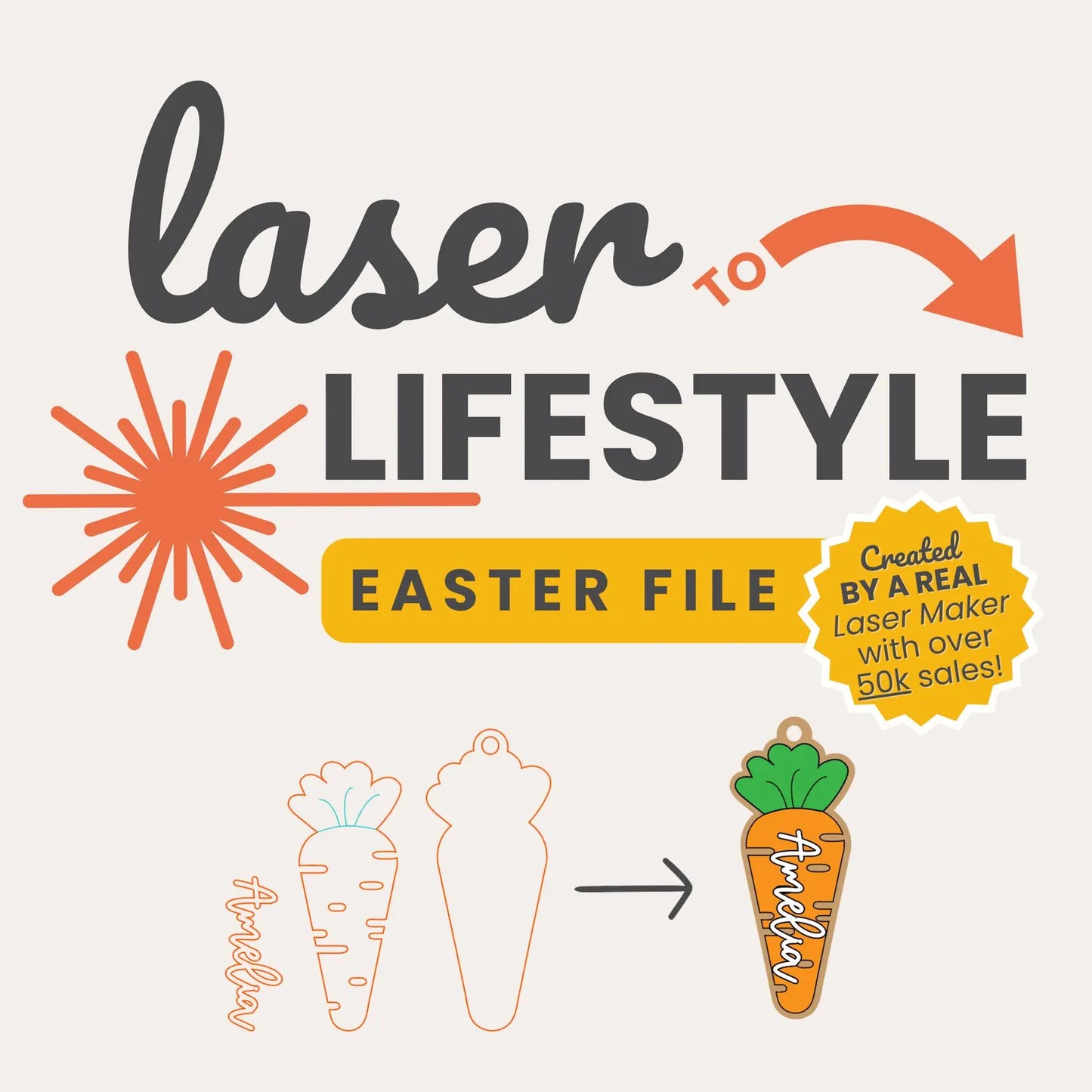Personalized Carrot Easter Basket Tag | Digital Laser File