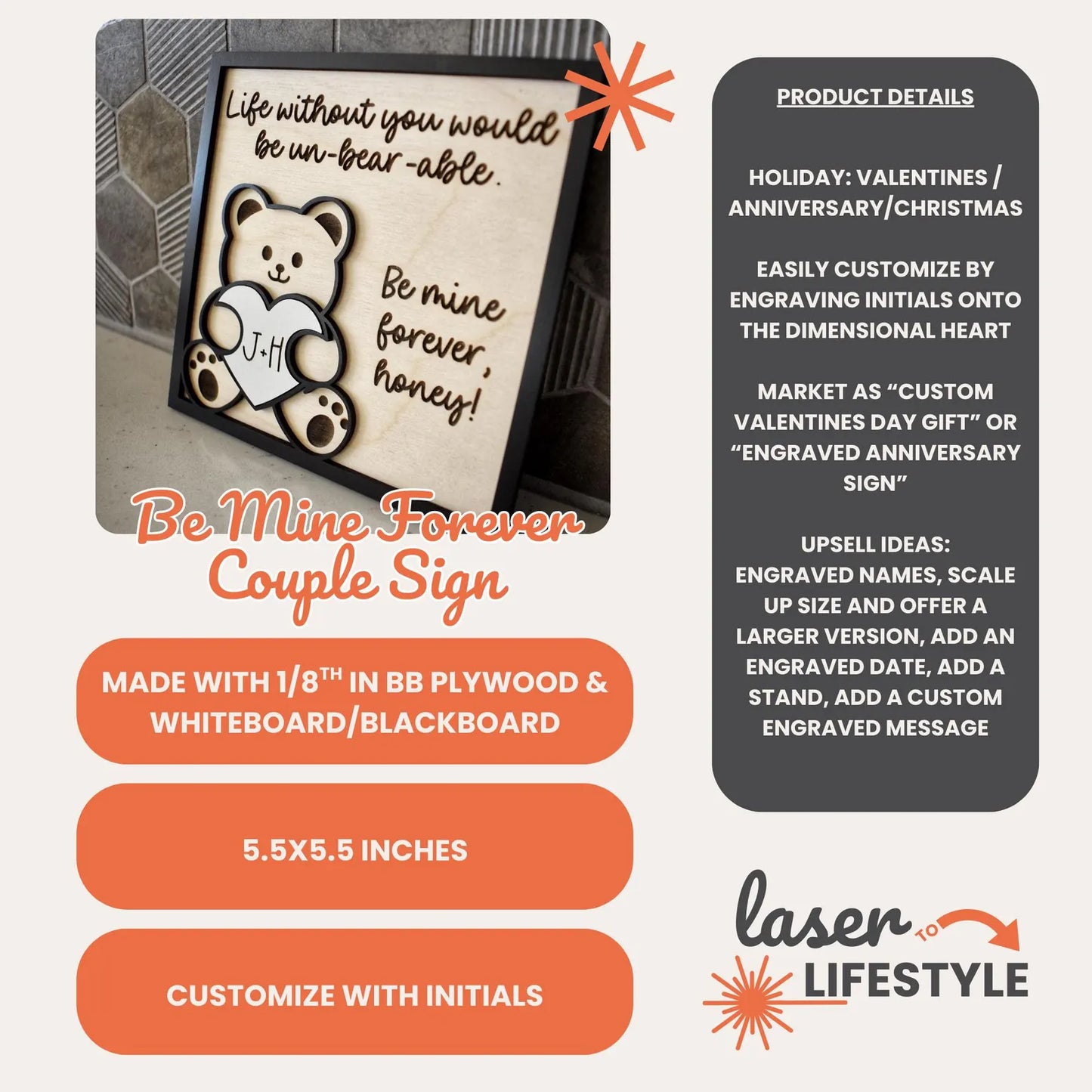 Customizable Couples Be Mine Sign | Digital Laser File