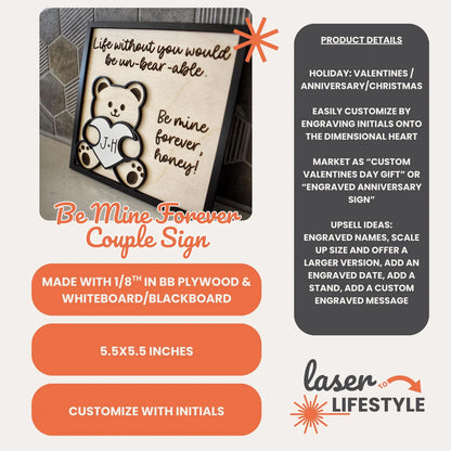 Customizable Couples Be Mine Sign | Digital Laser File