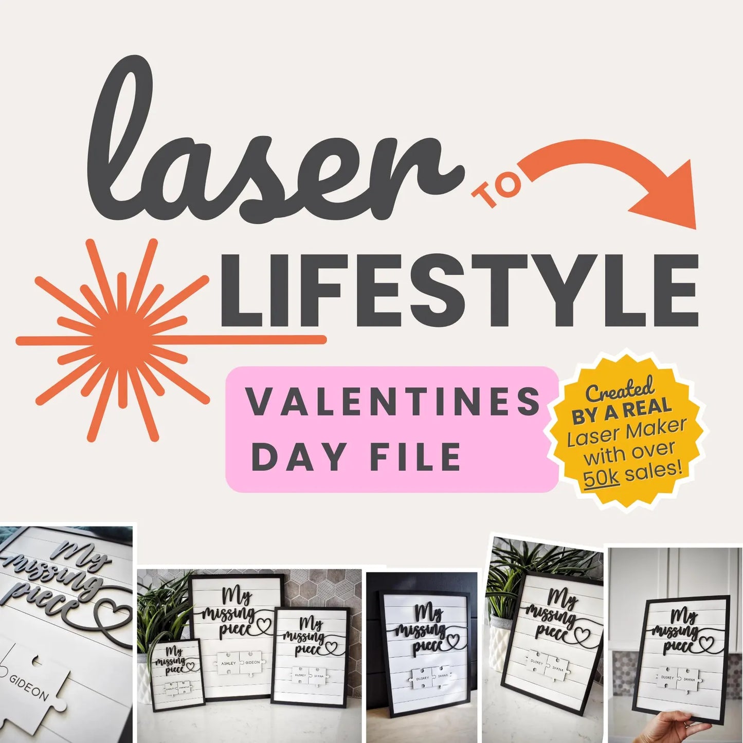 Customizable My Missing Piece Sign Valentines Day | Digital Laser File