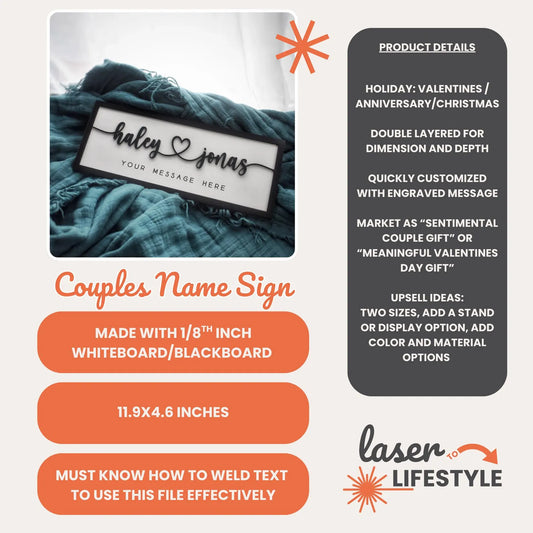 Custom Couple Name Valentines Day Sign | Digital Laser File
