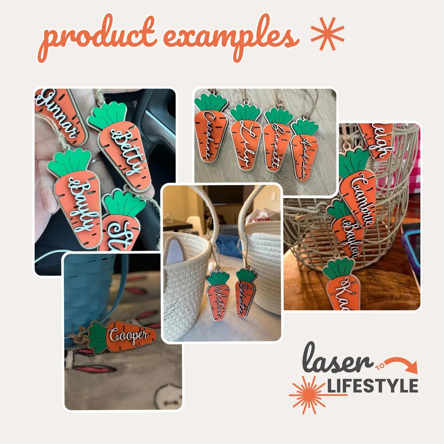 Personalized Carrot Easter Basket Tag | Digital Laser File