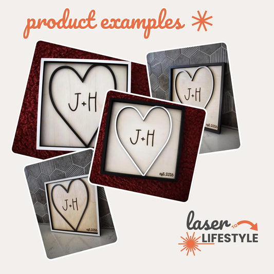 Customizable Couples Initial Anniversary Sign | Digital Laser File