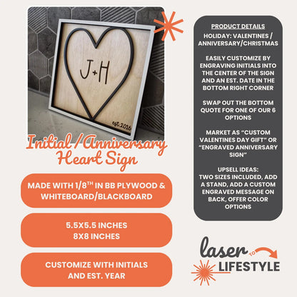 Customizable Couples Initial Anniversary Sign | Digital Laser File